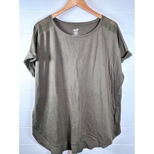 Avia Womens Olive Green Mesh Shoulder Tunic Tee Top XXL